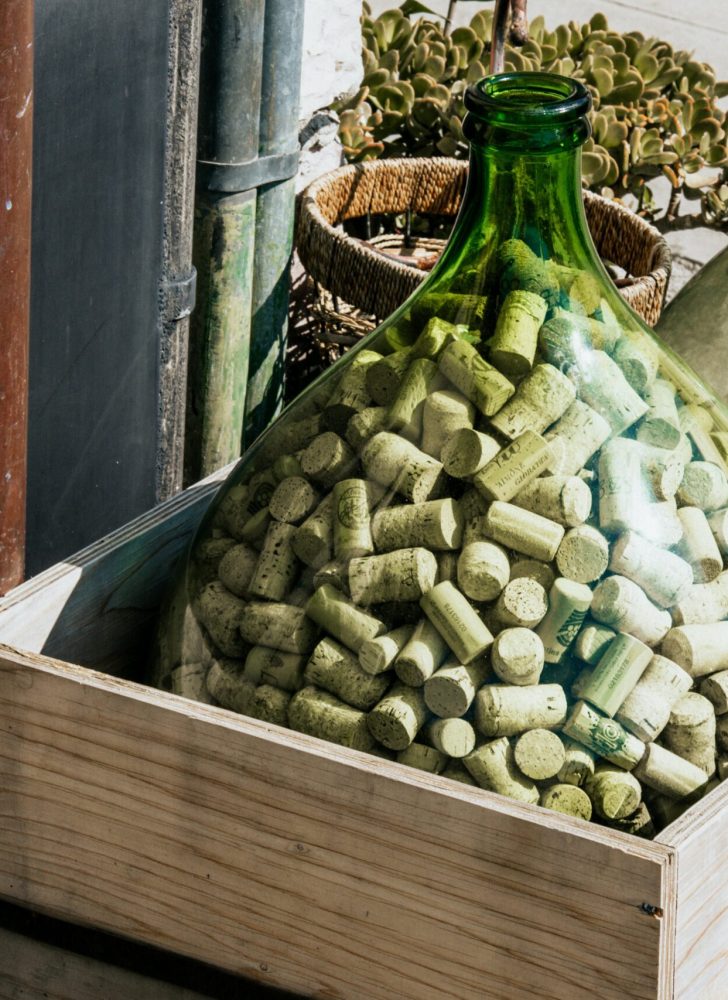 Bottle with cork stoppers