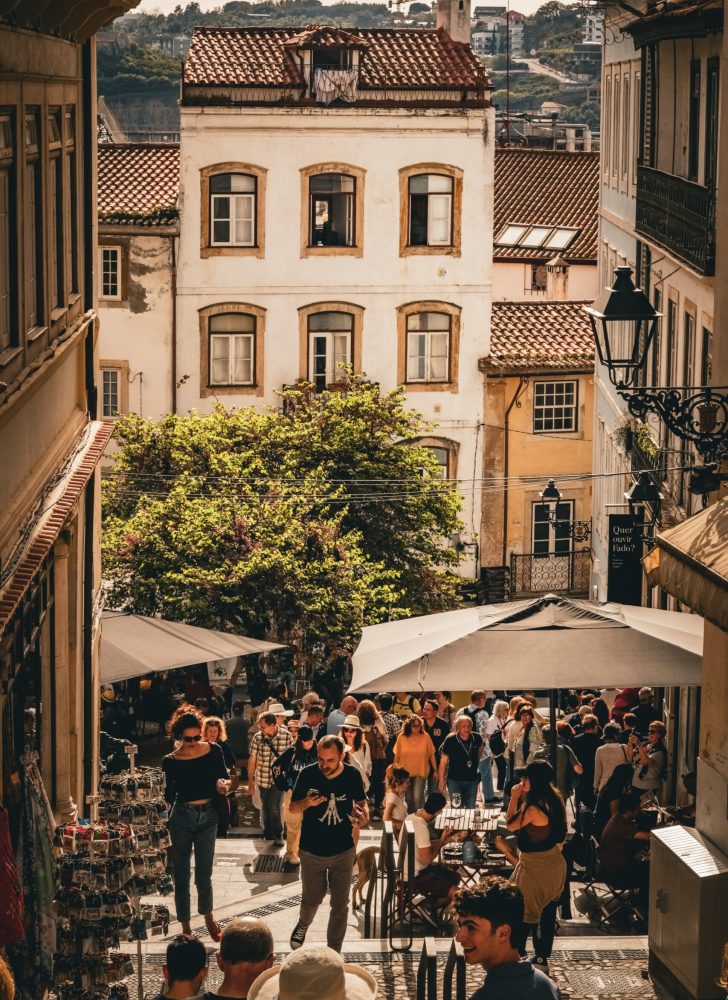 Crowded street in Portugal
